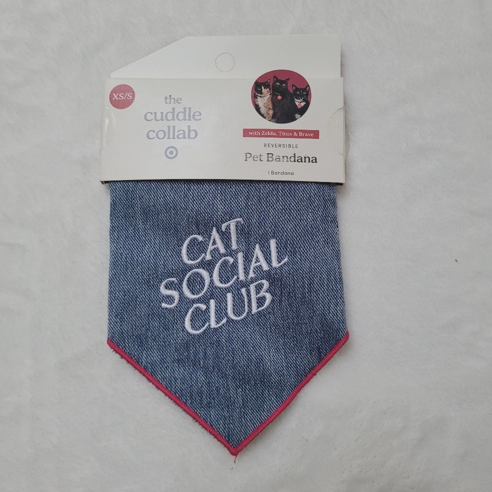 The Cuddle Collab Reversible Bandana Cat Social Club Size XS-S Cat New